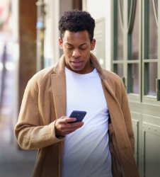 man operating a phone